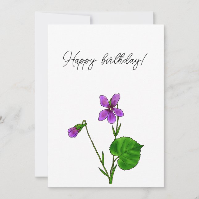 Cartes Pour Fêtes Annuelles Fleur de naissance de février Aquarelle violet min (Devant)