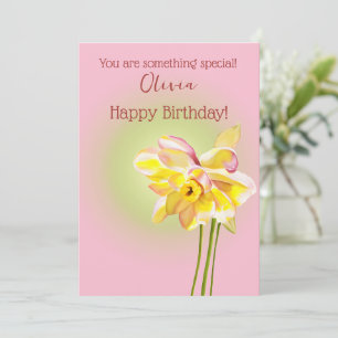 Cartes Pour Fêtes Annuelles Fleur de naissance de mars Aquarelle Daffodique Mi