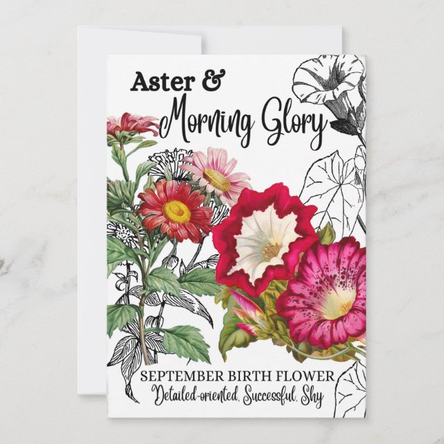 Cartes Pour Fêtes Annuelles Fleur de naissance, septembre, Gloire du matin, As (Devant)