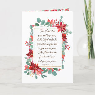 Cartes Pour Fêtes Annuelles Fleur de Noël Le Seigneur Vous Bénisse Bible Verse