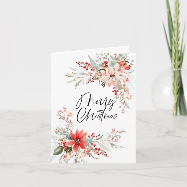 Cartes Pour Fêtes Annuelles Fleur de Noël poinsettia Fête de Noël (Devant)