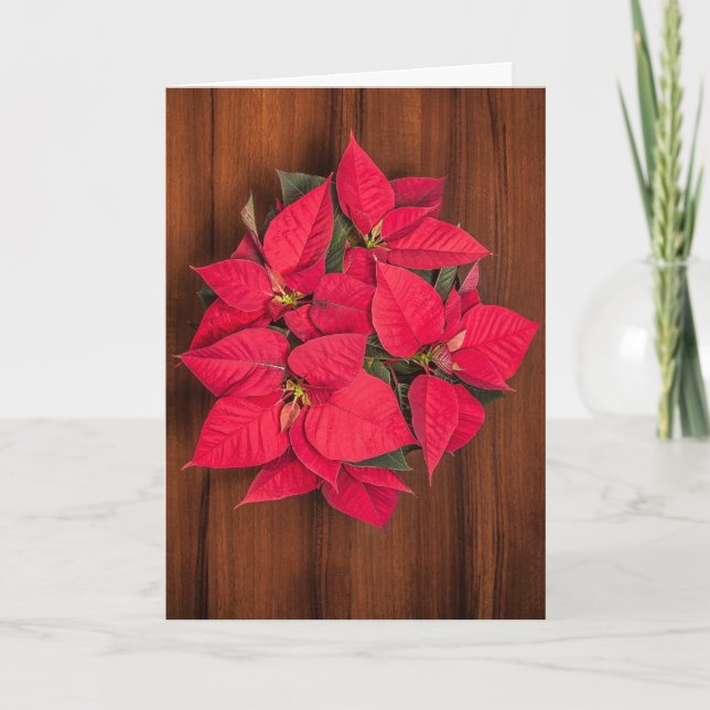 Cartes Pour Fêtes Annuelles Fleur de Noël rouge marron (Devant)