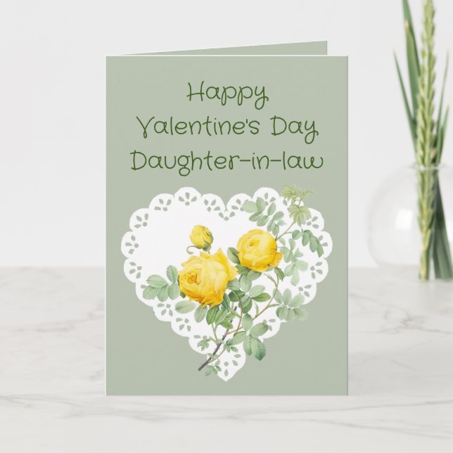 Cartes Pour Fêtes Annuelles Fleur de rose jaune de belle-fille Valentine (Devant)