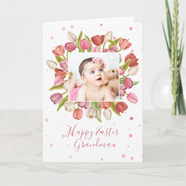 Cartes Pour Fêtes Annuelles Fleur de tulipe Photo de Pâques personnalisée (Devant)