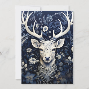 Cartes Pour Fêtes Annuelles Fleur d'hiver de cerfs de forêt enchantée