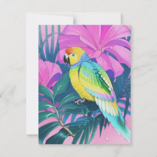 Cartes Pour Fêtes Annuelles Fleur/Haïen/Tropical/Perroquet 