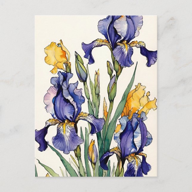 Cartes Pour Fêtes Annuelles Fleur Iris Violet (Devant)