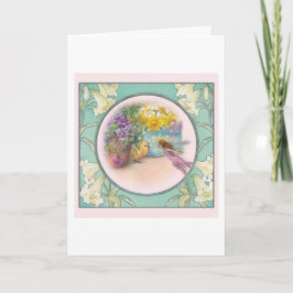 Cartes Pour Fêtes Annuelles Fleur magique de Pâques Fée et poussin