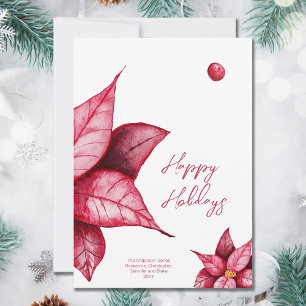 Cartes Pour Fêtes Annuelles Fleur moderne Noël rouge chaud