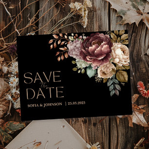 Cartes Pour Fêtes Annuelles Fleur moody foncé Moderne Sauvez la date Mariage