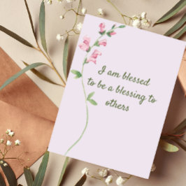 Cartes Pour Fêtes Annuelles Fleur Rose Je Suis Béni Affirmation Chrétienne
