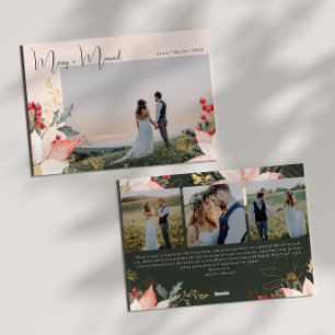 Cartes Pour Fêtes Annuelles Fleur rose Joyeux et Marié Quatre photos Noël
