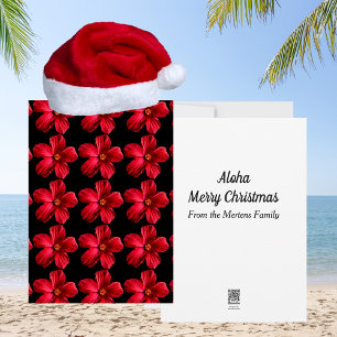 Cartes Pour Fêtes Annuelles Fleur rouge Hibiscus Motif Noël tropical