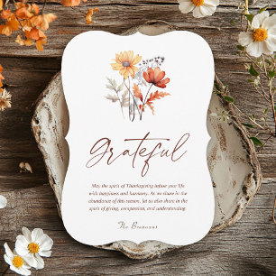Cartes Pour Fêtes Annuelles Fleur sauvage Automne Rustique Élégant Thanksgivin
