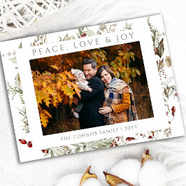 Cartes Pour Fêtes Annuelles Fleur sauvage Christmas Love Peace Joie Photo