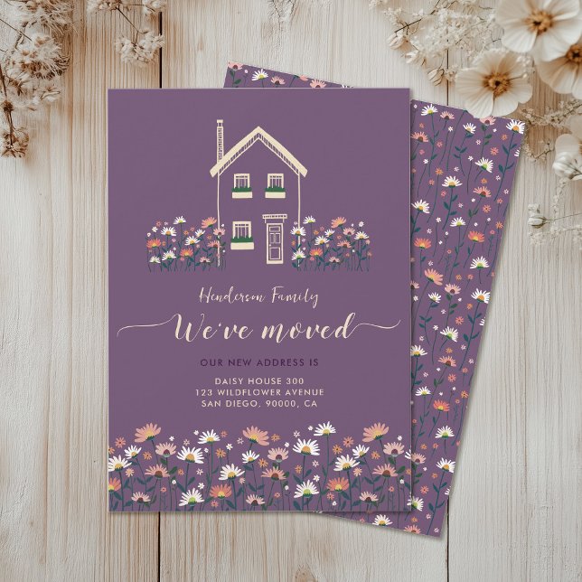 Cartes Pour Fêtes Annuelles Fleur sauvage Whimsical Nous Avons Déplacé Faire-p (Créateur téléchargé)