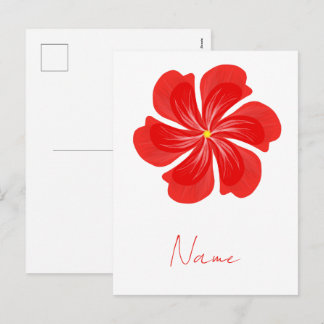 Cartes Pour Fêtes Annuelles Fleur Vibrante à Pétales Rouges - Art Floral Minim
