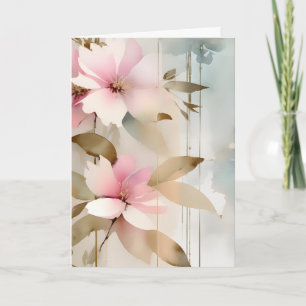 Cartes Pour Fêtes Annuelles Fleurs abstraites roses et blanches pour la fête d