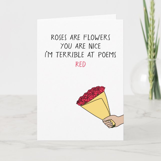 Cartes Pour Fêtes Annuelles Fleurs amusantes roses sont poèmes rouges Saint-Va (Devant)