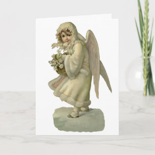 Cartes Pour Fêtes Annuelles Fleurs Anges de Noël Vintage, Découpe Victorienne