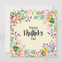 Fleurs aquarelles Bonne Fête des Mères