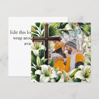 Cartes Pour Fêtes Annuelles Fleurs blanches avec croix pour Noël ou Mariage