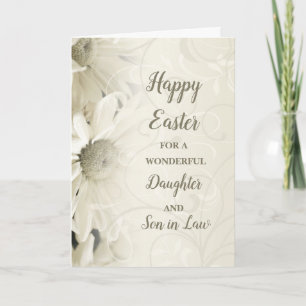Cartes Pour Fêtes Annuelles Fleurs blanches Bonne fille de Pâques Fils en droi