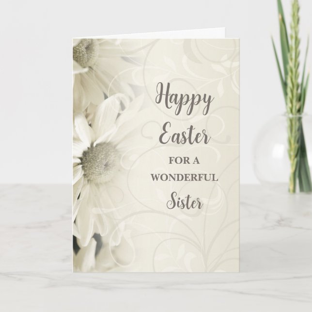 Cartes Pour Fêtes Annuelles Fleurs blanches Bonne soeur de Pâques (Devant)