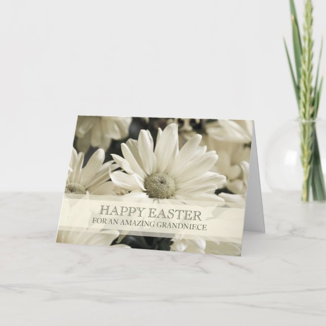 Cartes Pour Fêtes Annuelles Fleurs blanches Grand-nièce Joyeux Pâques (Devant)