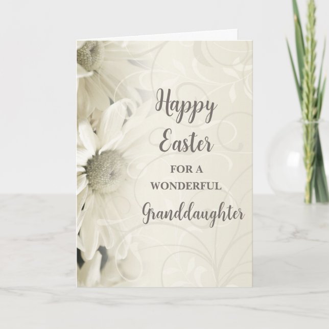 Cartes Pour Fêtes Annuelles Fleurs blanches Joyeuse Petite-fille de Pâques (Devant)