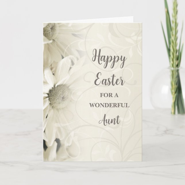 Cartes Pour Fêtes Annuelles Fleurs blanches Joyeuse Tante de Pâques (Devant)