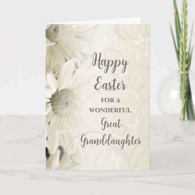 Cartes Pour Fêtes Annuelles Fleurs blanches Joyeuses Pâques Grande Petite-fill (Devant)