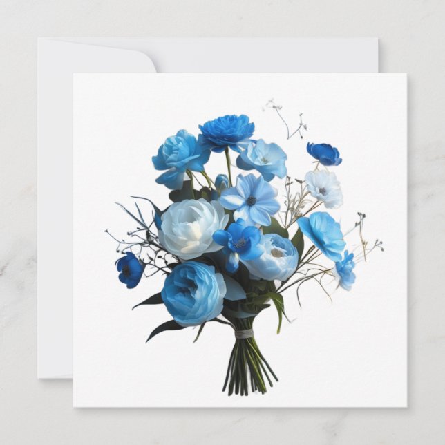 Cartes Pour Fêtes Annuelles Fleurs bleues et blanches (Devant)