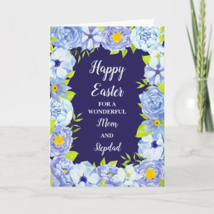 Cartes Pour Fêtes Annuelles Fleurs bleues Joyeuses Pâques maman et Stepdad