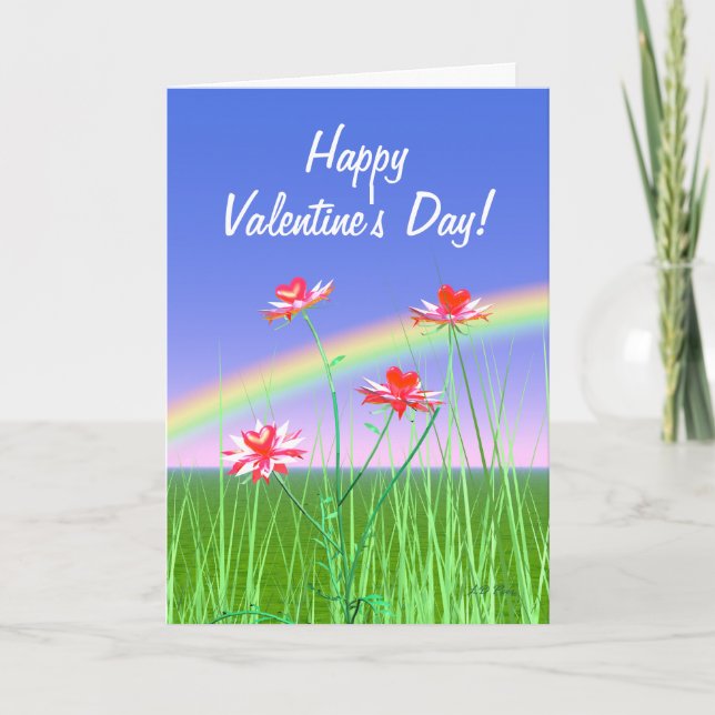 Cartes Pour Fêtes Annuelles Fleurs cardiaques Valentine (Devant)