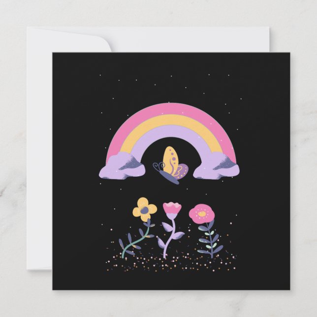 Cartes Pour Fêtes Annuelles Fleurs Cloud Arc-en-ciel (Devant)