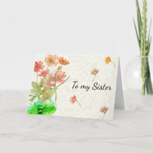 Cartes Pour Fêtes Annuelles Fleurs colorées avec Bow vert Fête des Mères