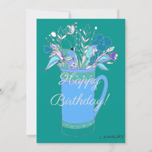 Cartes Pour Fêtes Annuelles Fleurs colorées de joyeux anniversaire dans une ta