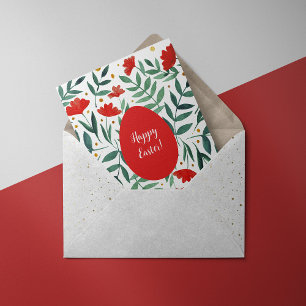 Cartes Pour Fêtes Annuelles Fleurs d'aquarelle de jardin magiques en rouge et 