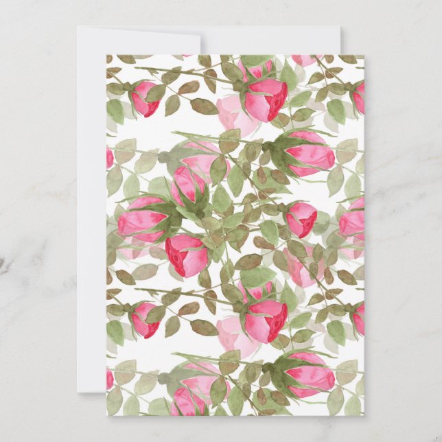 Cartes Pour Fêtes Annuelles Fleurs d'aquarelle rose rose roses fleuris (Devant)