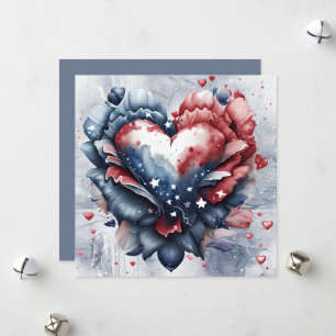 Cartes Pour Fêtes Annuelles Fleurs d'Art Patriotique American Heart
