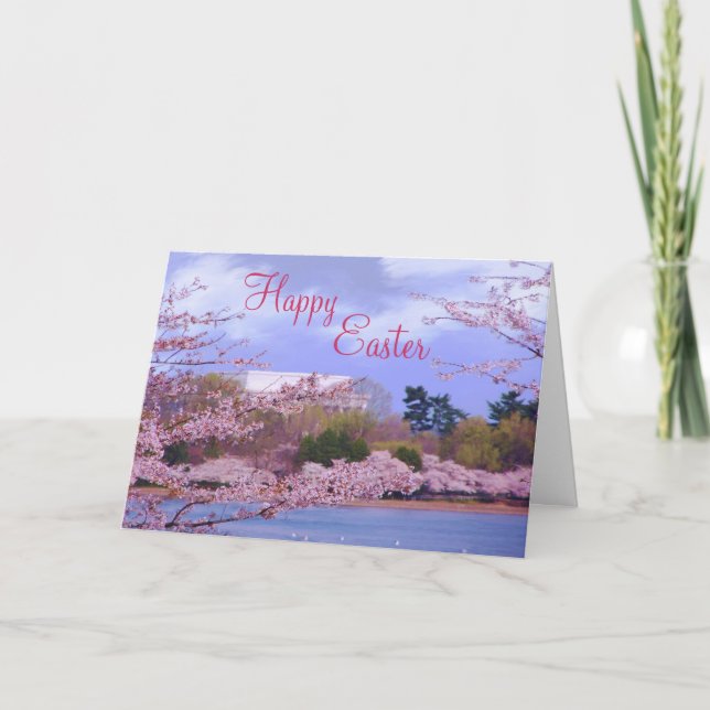 Cartes Pour Fêtes Annuelles Fleurs de cerisier heureuses de Pâques (Devant)