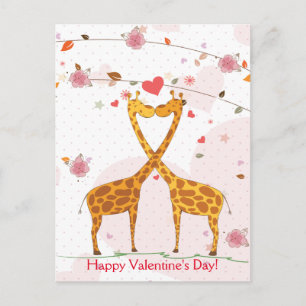 Cartes Pour Fêtes Annuelles Fleurs de Girafe Heureuse Sainte-Valentin