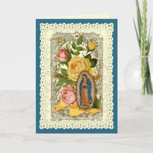 Cartes Pour Fêtes Annuelles Fleurs de Guadalupe Religieux Anniversaire Catholi