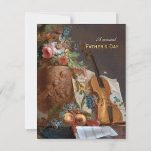 Cartes Pour Fêtes Annuelles Fleurs de la Fête des Pères musicales et violon Ba