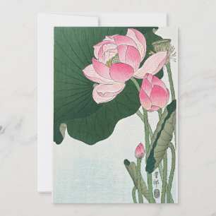 Cartes Pour Fêtes Annuelles Fleurs de Lotus en fleurs par Ohara Koson