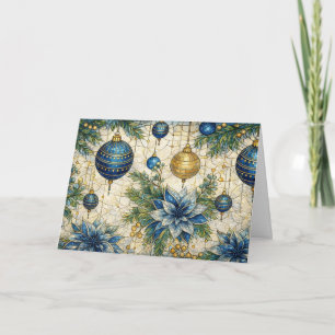 Cartes Pour Fêtes Annuelles Fleurs de Noël en verre coloré bleu non photograph