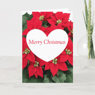 Cartes Pour Fêtes Annuelles Fleurs de Noël Poinsettia avec coeur