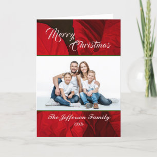 Cartes Pour Fêtes Annuelles Fleurs de Noël Poinsettia Photo de famille personn