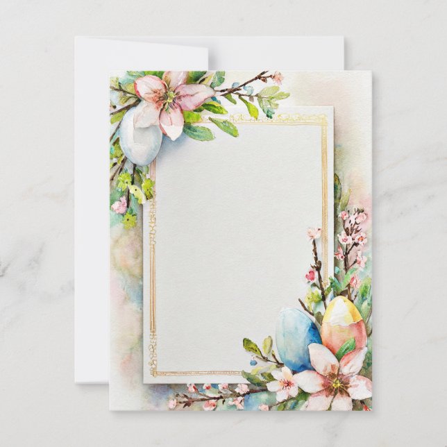 Cartes Pour Fêtes Annuelles Fleurs de Pâques et oeufs papeterie vierge (Devant)